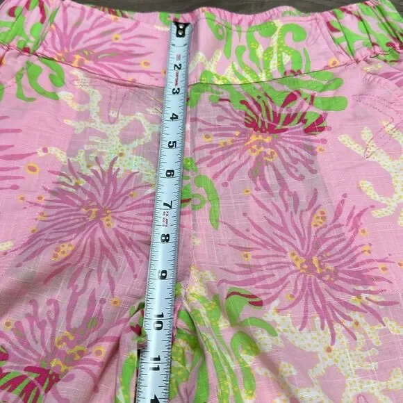 Lilly Pulitzer Mid Rise Wide Leg Pants Pink Green Size Small - Picture 11 of 13